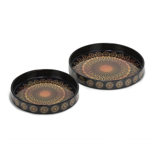 MDF Round Wooden Enamel Coated Serving Trays Organizing Decorative Tray - Picture 2 of 14