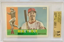 2017 Topps Archives Mike Trout “1B Short Print” Bat On Shoulder Card #1 BGS 9.5