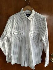 Wrangler Western Long Sleeve Shirt Extra Large XL Cowboy Striped Pearl Snaps