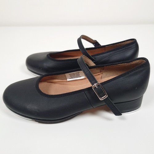 Bloch Girls Black Leather Techno Tap Dance Shoes 1" Heel Girls Size 4 - Picture 7 of 11