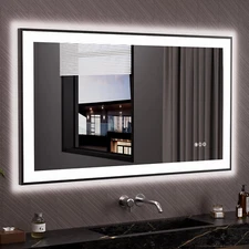 48"X28" LED Bathroom Mirror Black Framed, Anti-Fog, Dimmable, Lighted Bathroom V