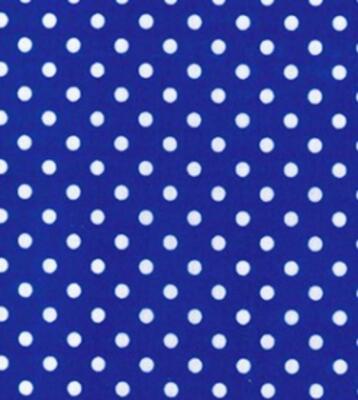 Printed Polycotton Craft Fabric Material - POLKA DOTS ON ROYAL