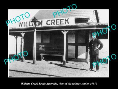 OLD LARGE HISTORIC PHOTO OF WILLIAM CREEK RAILWAY STATION SOUTH AUSTRALIA c1910