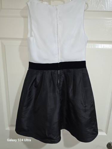 BCX GIRLS DRESS BLACK Taffeta White Ruffle Top Rhinestone SLEEVELESS FUN 12 - Picture 3 of 8
