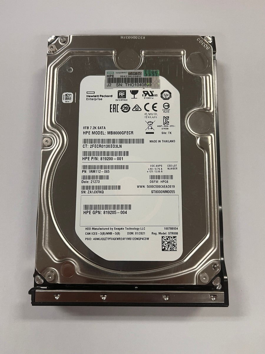 2台 8TB HDD 834028-B21 HPE 8TB SATA 6G 7.2K LFF LP 512E MULTI VENDOR HDD