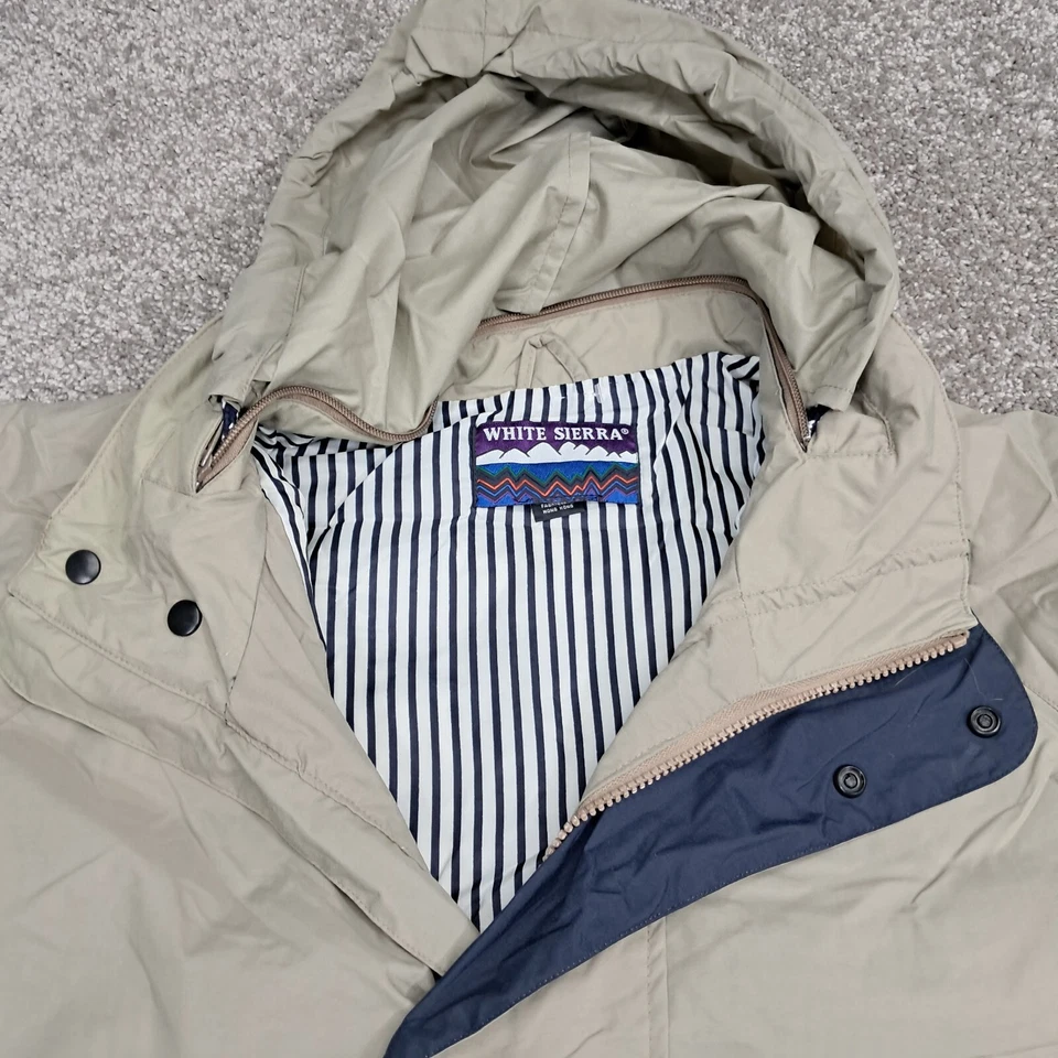 Abrigo con capucha vintage blanco Sierra para hombre 100 % nailon beige X-grande Foto 2 de 4