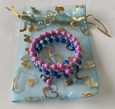 Handgefertigtes mehrfarbiges Perlen Memory Draht Wickelarmband