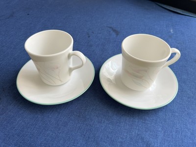 Corelle Corning THREE DREAMS Calla Lily Pastel Lilies Cup & Saucer Set Of 4 Pcs