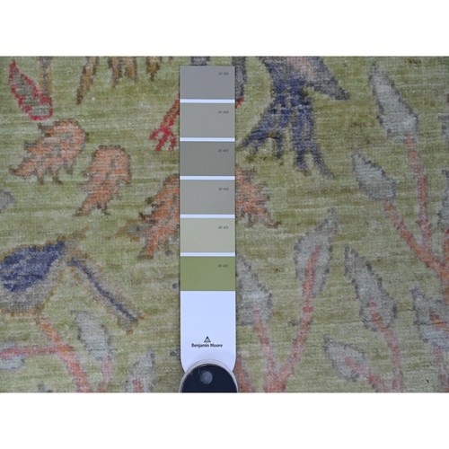 2'4"x7'9" Green Hand Knotted Afghan Peshawar Birds Design Wool Runner Rug R20270 - Picture 3 of 6