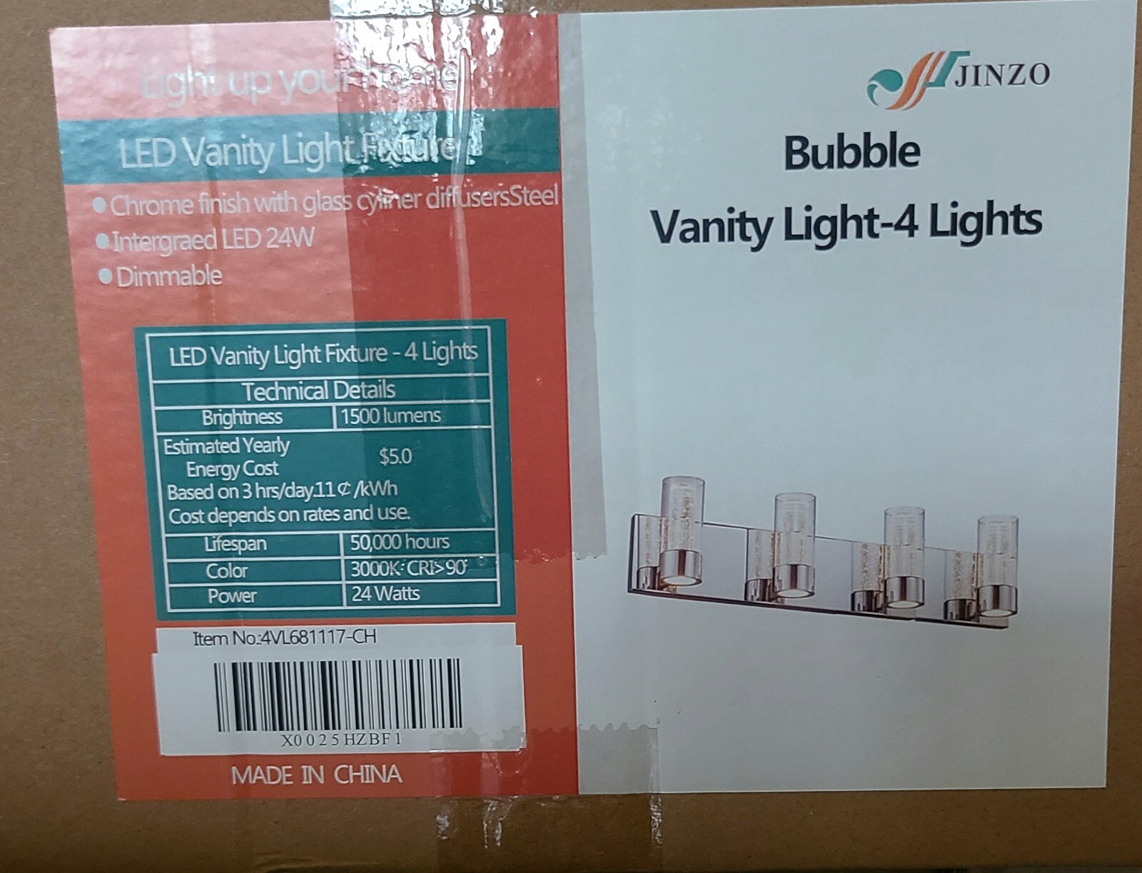 JINZO LED Bathroom Vanity 4Light Fixture Champagne Bubble Cylinder Chrome eBay