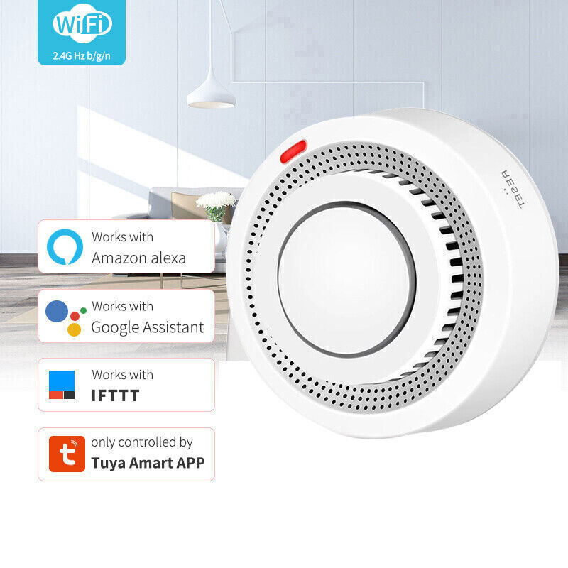 DIY TUYA APP WiFi Fire Smoke Detector Home Office Alarm Detect Sensor 80dB Loud