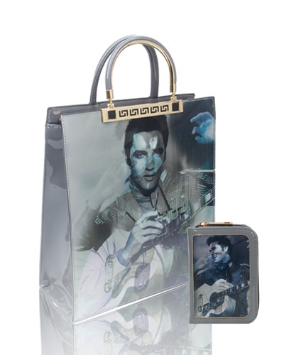 Borsa a tracolla 2 in 1 grande donna doppio manico in vernice design Elvis 3D tracolla - Foto 11 di 11