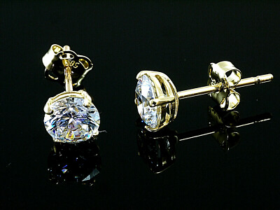 585 Gold  kleine Ohrstecker  mit 4 Krappen 1 Paar 5 mm Grösse mit  Zirkonia