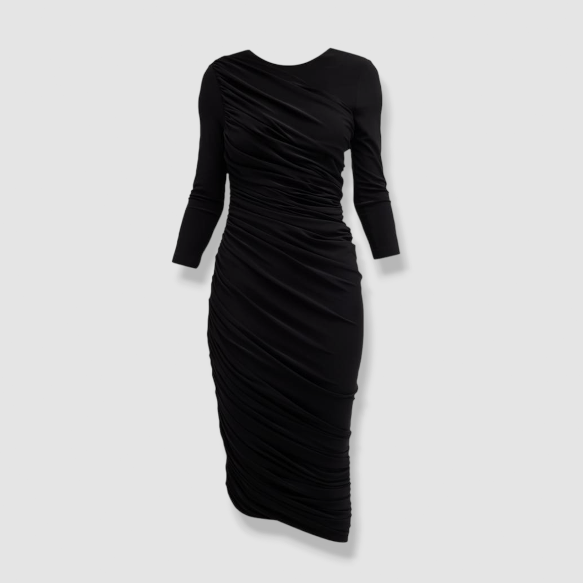 knee length dresses for ladies Norma Kamali - Diana Ruched Jersey and Mesh Midi Dress main image 0