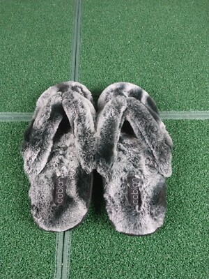 Cobian Women's Furry Flipflops Size 7 Gray And Black
