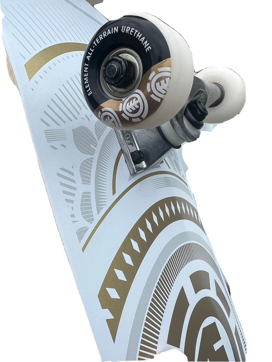 Element Skateboard Complete Hatched White Gold 8.0 With Graphic