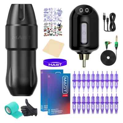Mast Tour Pro Plus Brushless Motor Rotary Pen Wireless Tattoo Machine Gun Kit