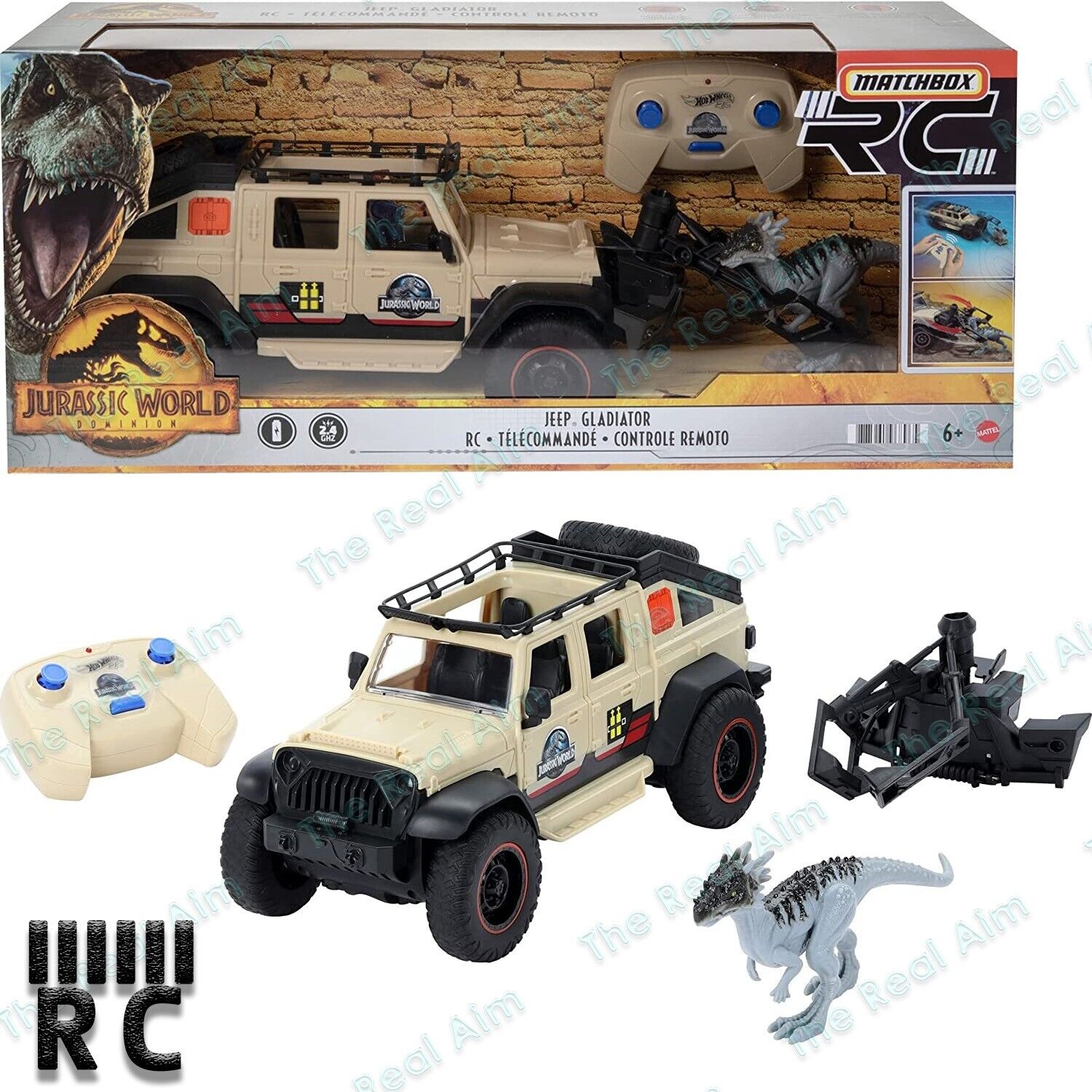 Matchbox Jurassic World: Dominion Jeep Gladiator RC Vehicle & 6in Dinosaur