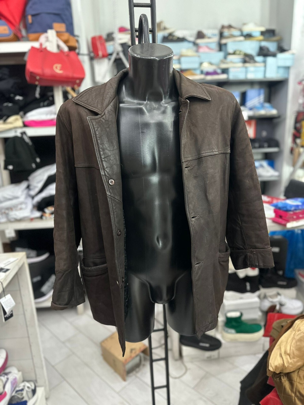 Vintage Brown Leather Jacket for Men Size S LLV557