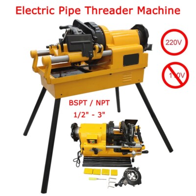 Electric Pipe Threader Threading Machine BSPT&NPT 1/2''-3'' Pipe Threading Cutter