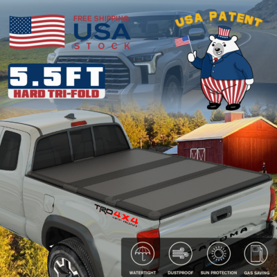 #ad 5.5FT FRP Hard Tri Fold Tonneau Cover Truck Bed for 2007 2021 Tundra Pick up $312.55