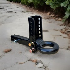 Adjustable Pintle Lunette Ring W Channel Trailer Hitch Mount 12 Ton Tow Eye