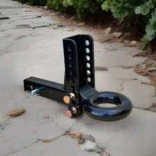 Adjustable Pintle Lunette Ring W/ Channel Trailer Hitch Mount 12 Ton Tow Eye