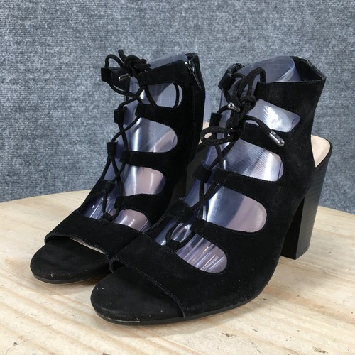 INC International Concepts Sandals Womens 10 M Gladiator Heels Black Zip Lace Up - Picture 7 of 19