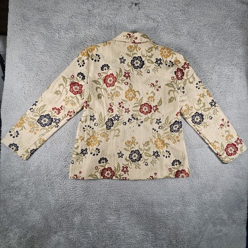 Vtg Alfred Dunner Blazer Womens 16 Floral Tapestry Boho Officecore Career - Picture 6 of 10