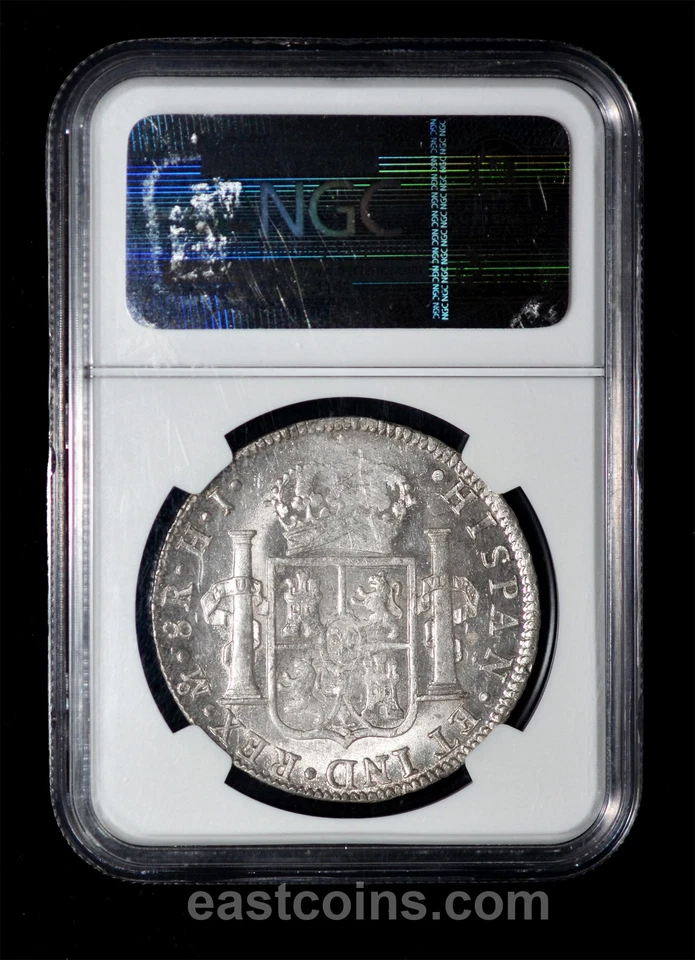 NGC MS61 1810 Mo-HJ México Ferdinand VII prata 8 reais - Imagem 2 de 4