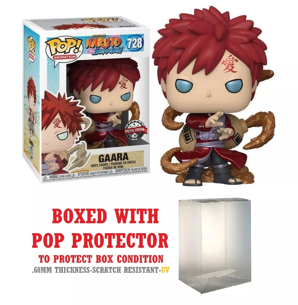 Funko Pop! Naruto Shippuden GAARA (Metallic) Special edition with protector  case