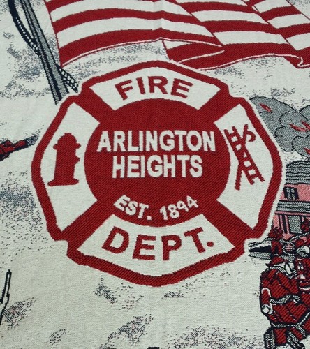 Chicago Arlington Heights Fire Dept Heavy Knit Blanket Firefighter Wall Hanging - Picture 2 of 8