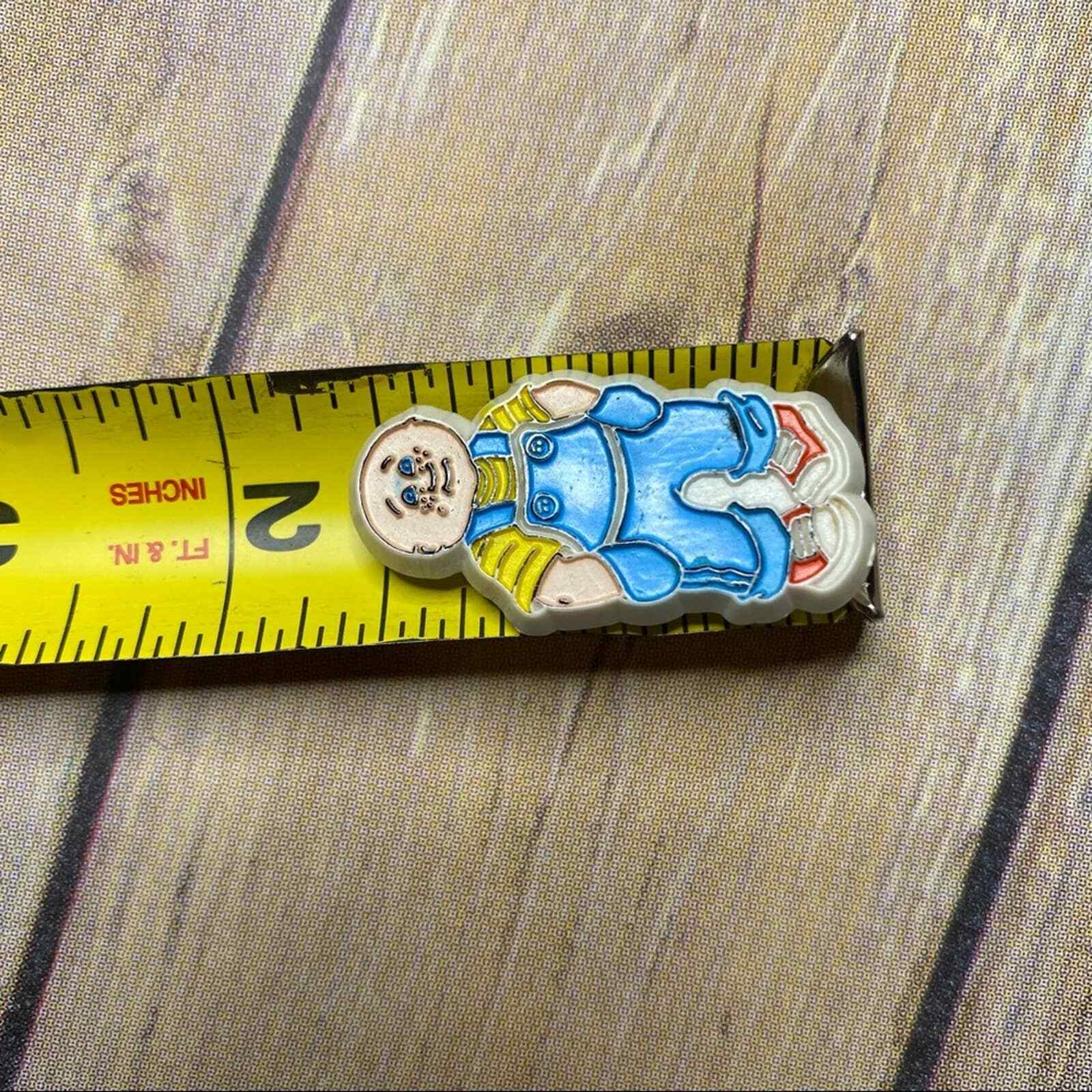 Vintage Cabbage Patch Pin Brooch Plastic 1983 Kids Toys Little Boy Overalls