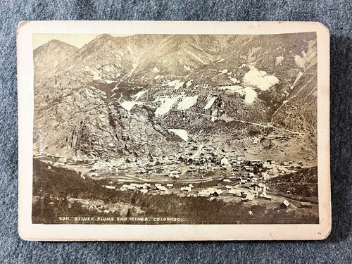 1880s Silver Plume Colorado BIRDS EYE VIEW BoomTown Gold Mine Cabinet Card Photo - Picture 4 of 5