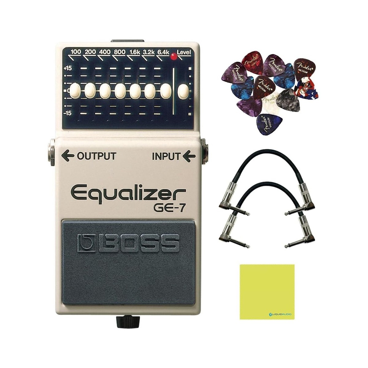 Boss GE-7 Powerful 7-Band Graphic Equalizer Pedal Bundle w/2x