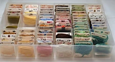 Embroidery Floss Skeins Lot Of 86 Cards Bobbins in Plastic Organizer Box