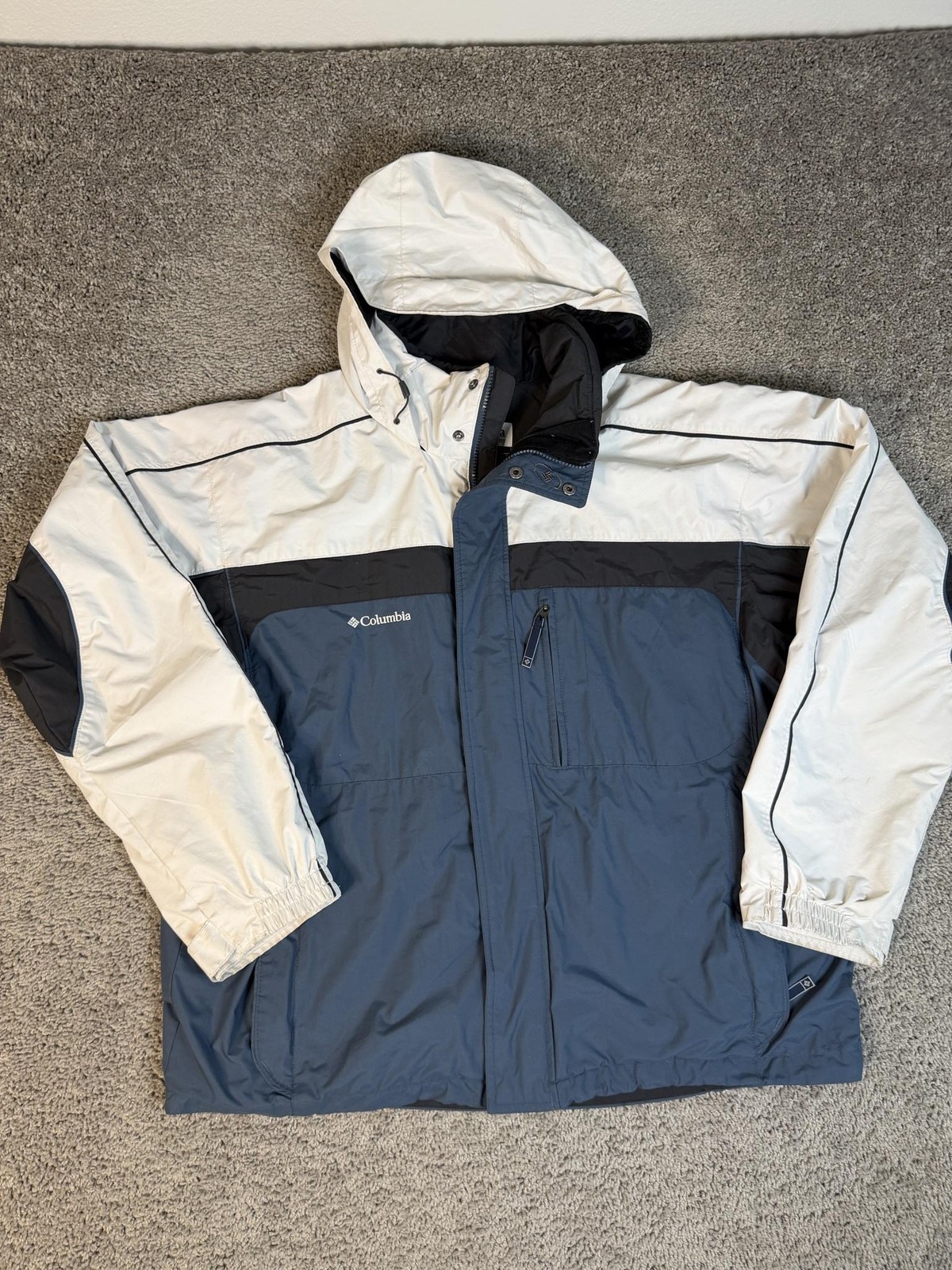 Columbia Jacket Mens XL Blue Hooded Insulated Lined Pockets Full Zip