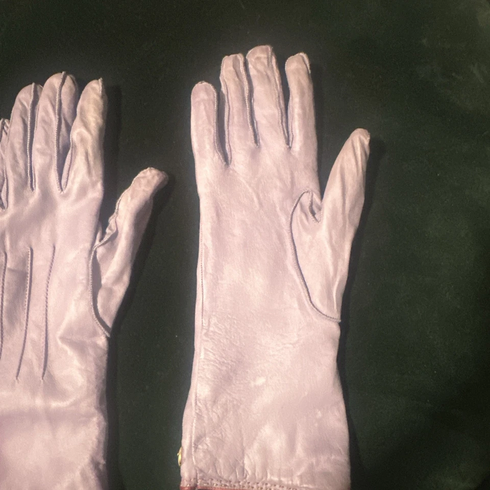 Guantes Coach para mujer de cuero marrón con forro de cachemir, talla 7,5 Foto 3 de 4