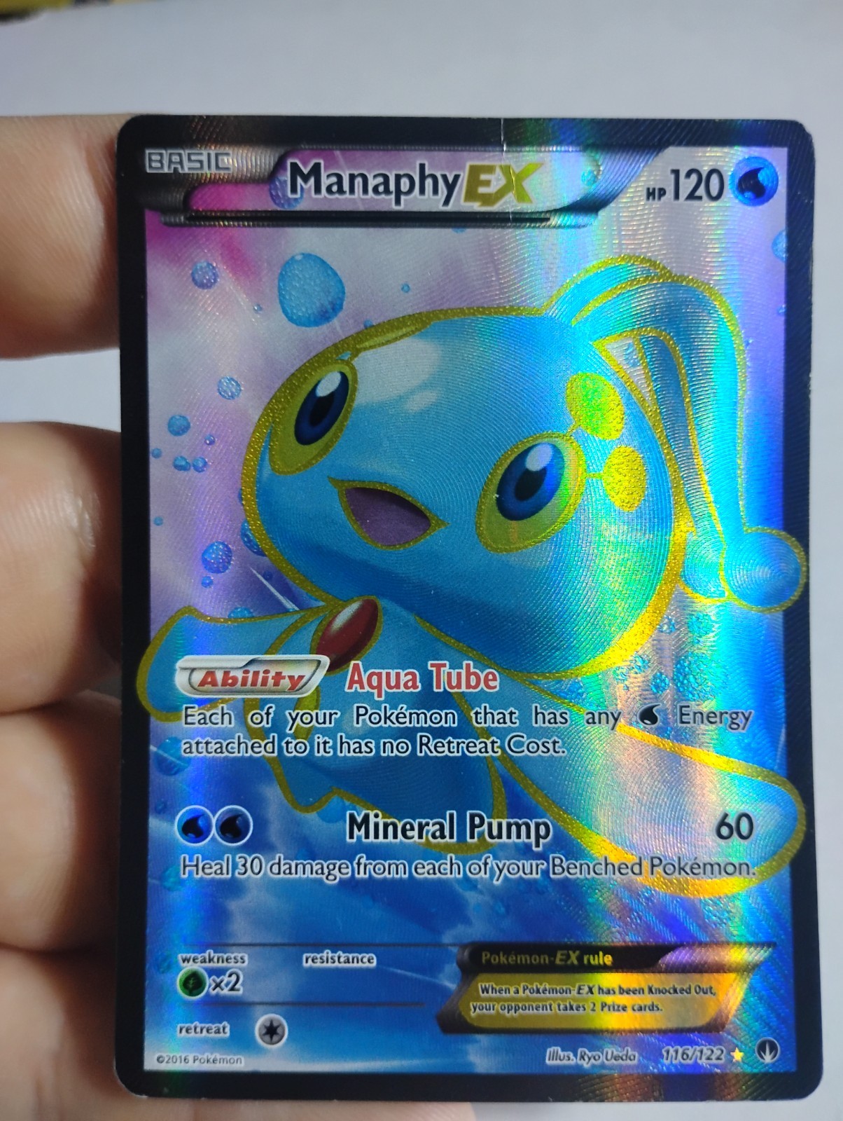 Manaphy Ex Breakpoint Full Art 2016 Pokemon Card #116/122 MP