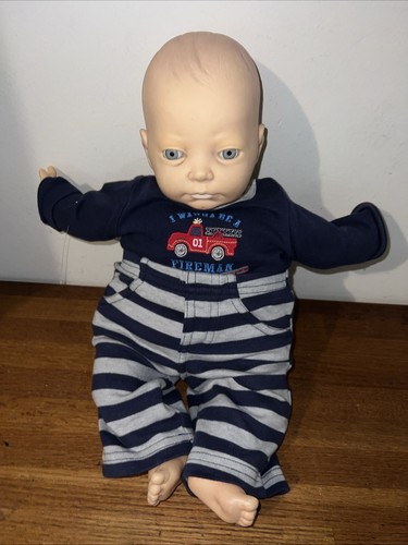 Vintage 1987 Eugene Baby Puppe gesteppt Kleinkind Lil Bit blaue Augen Outfit - Bild 4 von 8