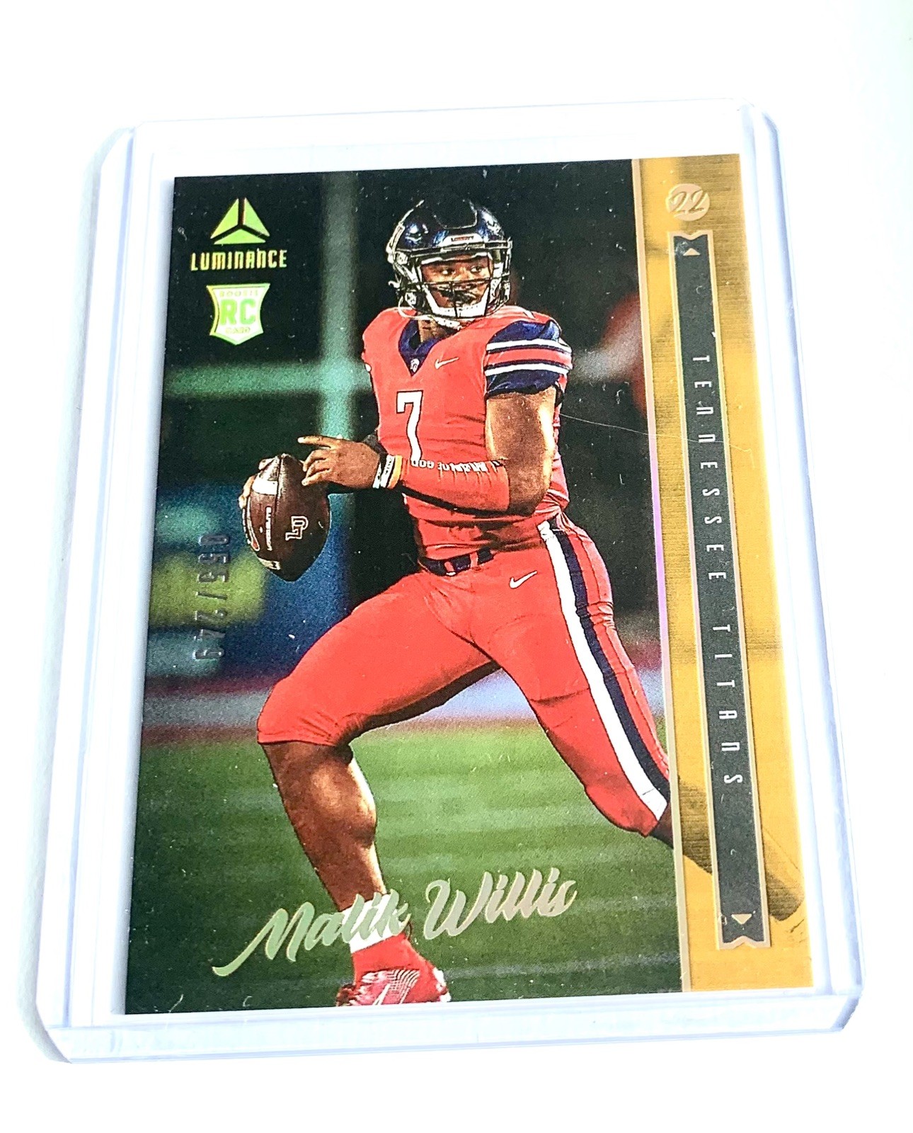 2022 Luminance MALIK WILLIS Gold /249 #103 Rookie RC DOLPHINS SP