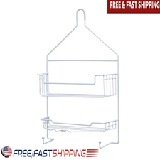 Rust Resistant 2 Tier Hanging Shower Caddy W/ Suction Cups Razor Holder Hooks US
