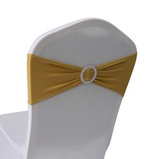 WELMATCH Gold Spandex Chair Bands Sashes - 12 pcs Wedding Banquet Party Event...