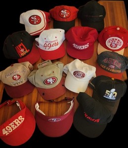 SAN FRANCISCO 49ERS VINTAGE HAT CAP LOT x15 SF NFL SCRIPT FOOTBALL VISOR