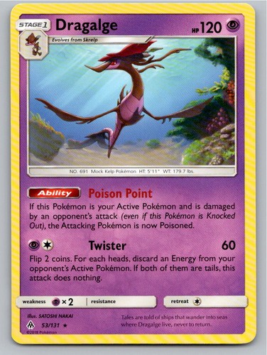 2018 POKEMON DRAGALGE FORBIDDEN LIGHT 53/131 R NM A66733 FREE S&H