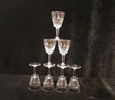 Set Of 7 Val Saint Lambert ''Mery'' Crystal Glass Cordial/ Sherry Glasses 3 7/8''