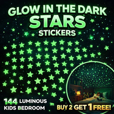 144 Glow In The Dark Stars Stickers Wall Ceiling Kids Bedroom Luminous Decor