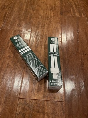 Lot of 2 New GE 97607 Fluorescent Lamps 26W 2 Pin F26DBX/830/ECO