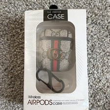 Designer Gray Synthetic Leather AirPods Case w/ Clip, Sweatproof, Gen 1/2
