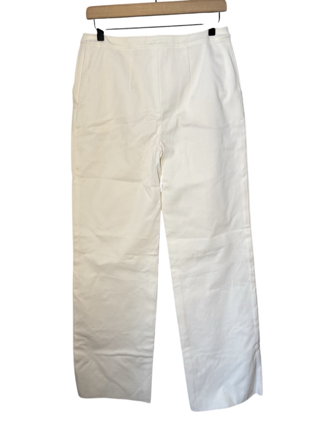 Valentino NWT Women’s Wide Leg Textured White Cotton Pants Sz US 6 thumbnail 2